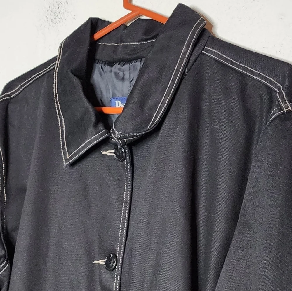 Denim&Co Black Denim Longline Button Jacket Women's Size 1X - Picture 2 of 16